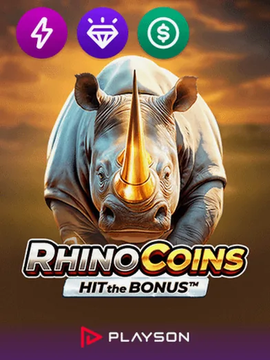 Rhino Coins Hit the Bonus by Playson, pokie artwork